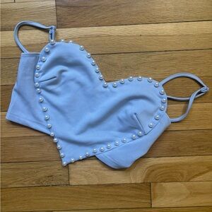 Pastel Blue Heart-Shaped & Pearly Top
